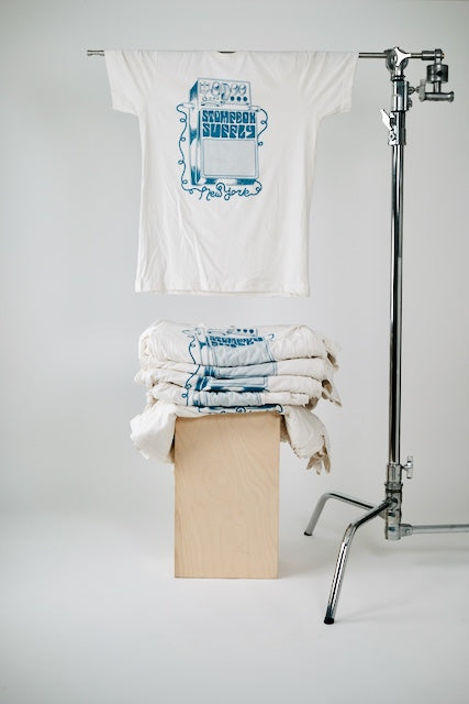 Vintage white tee with blue ink