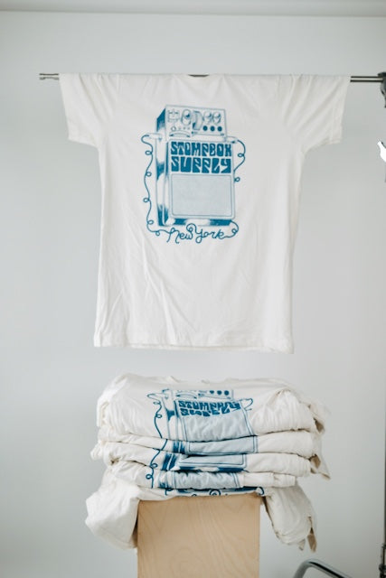 Vintage white tee with blue ink